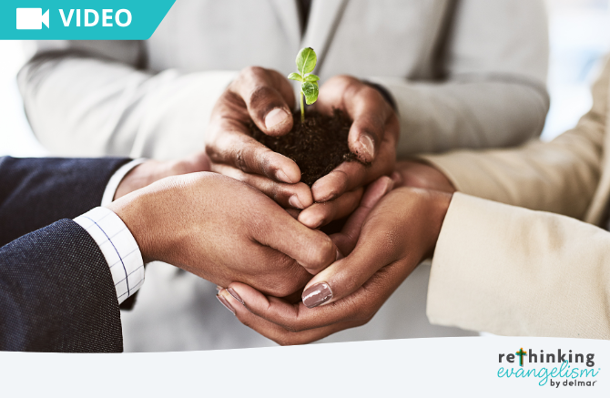 hands holding a plant seedling